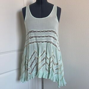 Free People Mint and Cream Tank Top